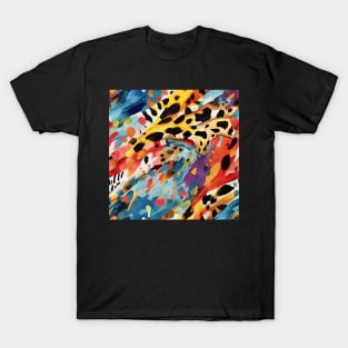 Unique Colorful Wild Animal Print Painted Pattern T-Shirt